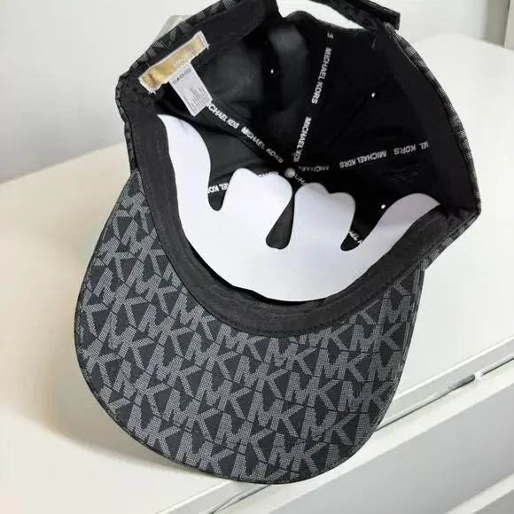 Michael Kors MK Logo Monogram Baseball Cap black/gray adjustable strap OS - NWT - Picture 6 of 8